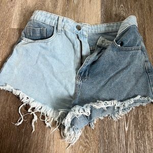 Color Block Denim Shorts